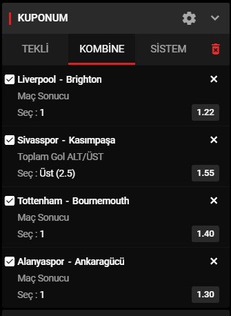 Banko iddaa Kuponu 30 Kasım 2019   